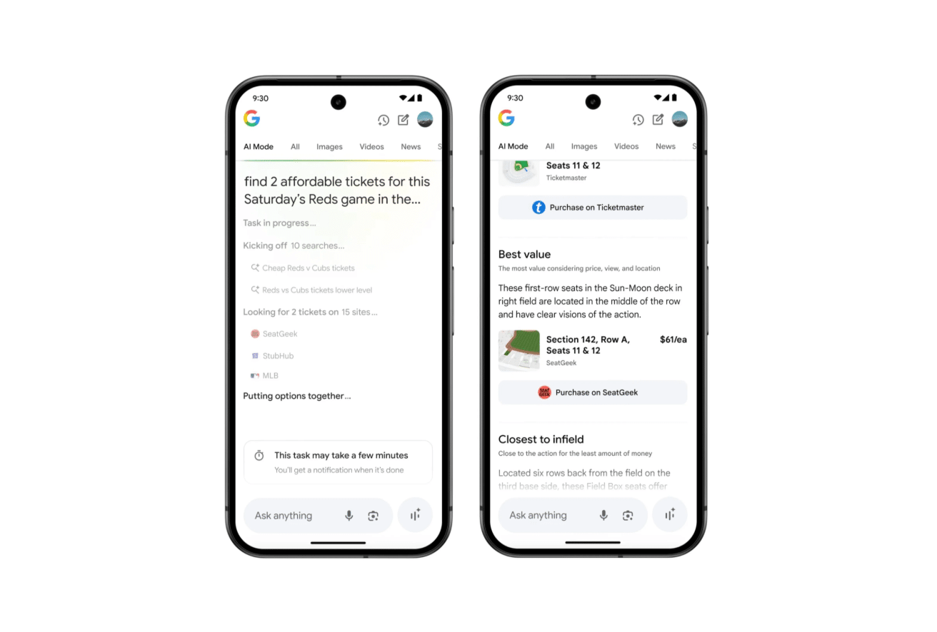 Frage und Antwort im AI Mode von Google.